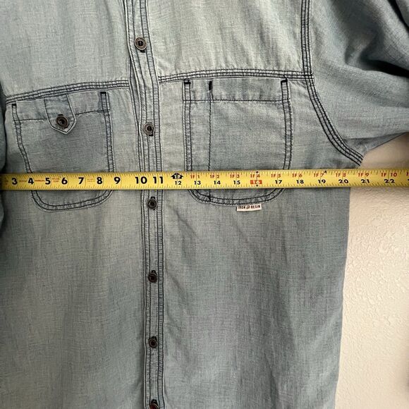 Iron & Resin chambray denim long-sleeve shirt Size M - Picture 9 of 9
